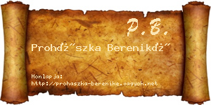 Prohászka Bereniké névjegykártya